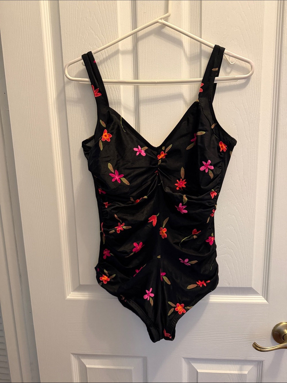 Gabar Black Floral One-Piece Swimsuit + wrap around cover pants